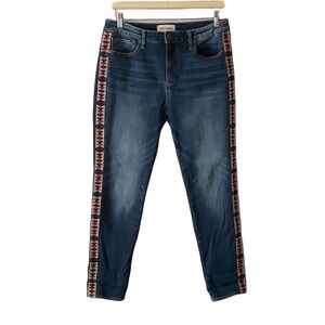 DRIFTWOOD Blue Skinny Jeans with Side Embroidered Trim